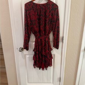 Simply Vera Vera Wang Red and Black Long Sleeve Dress